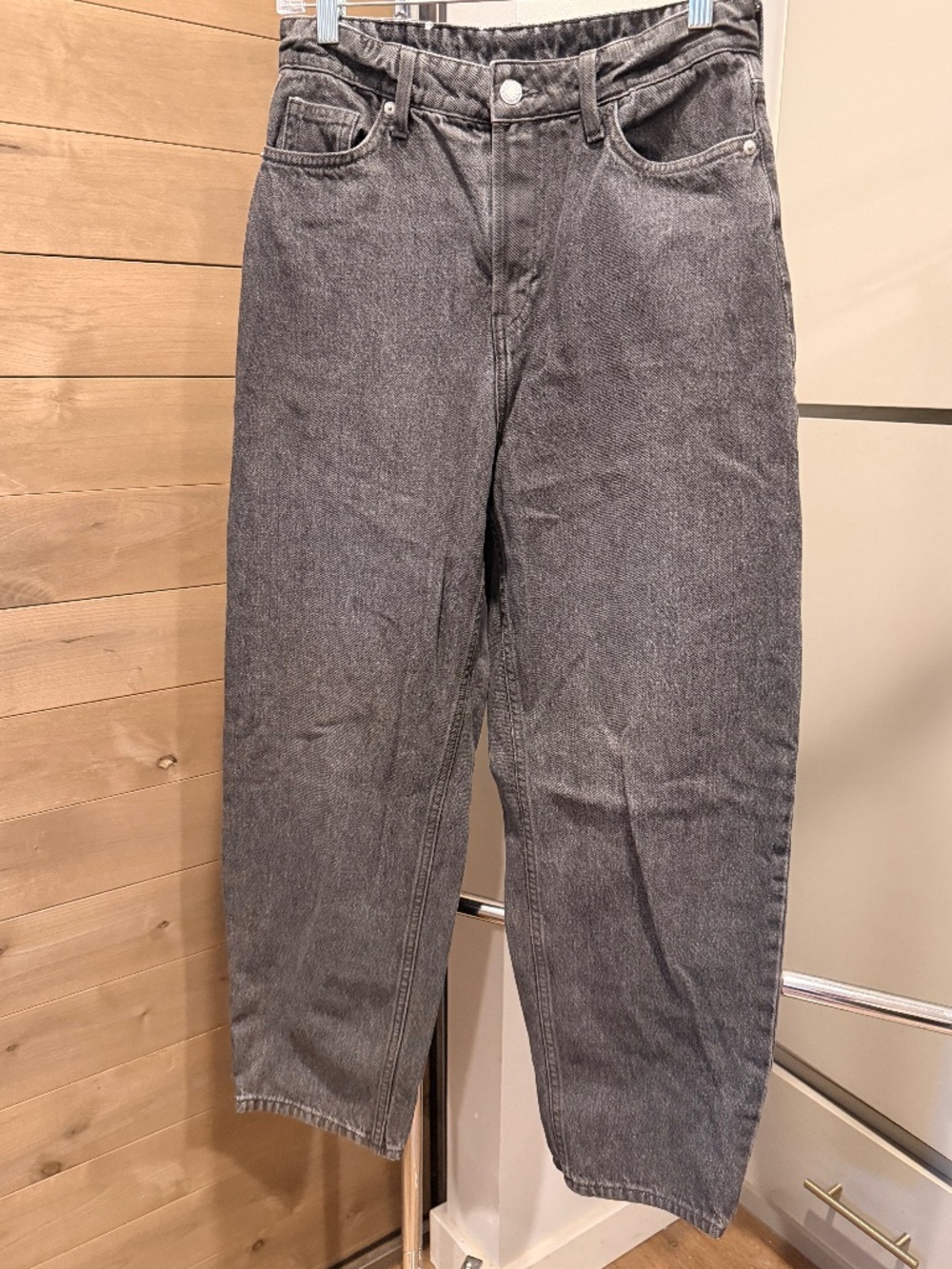 & Denim Women's 4 Barrel Loose Fit High Waist Denim Jeans Black Baggy Y2K 90's